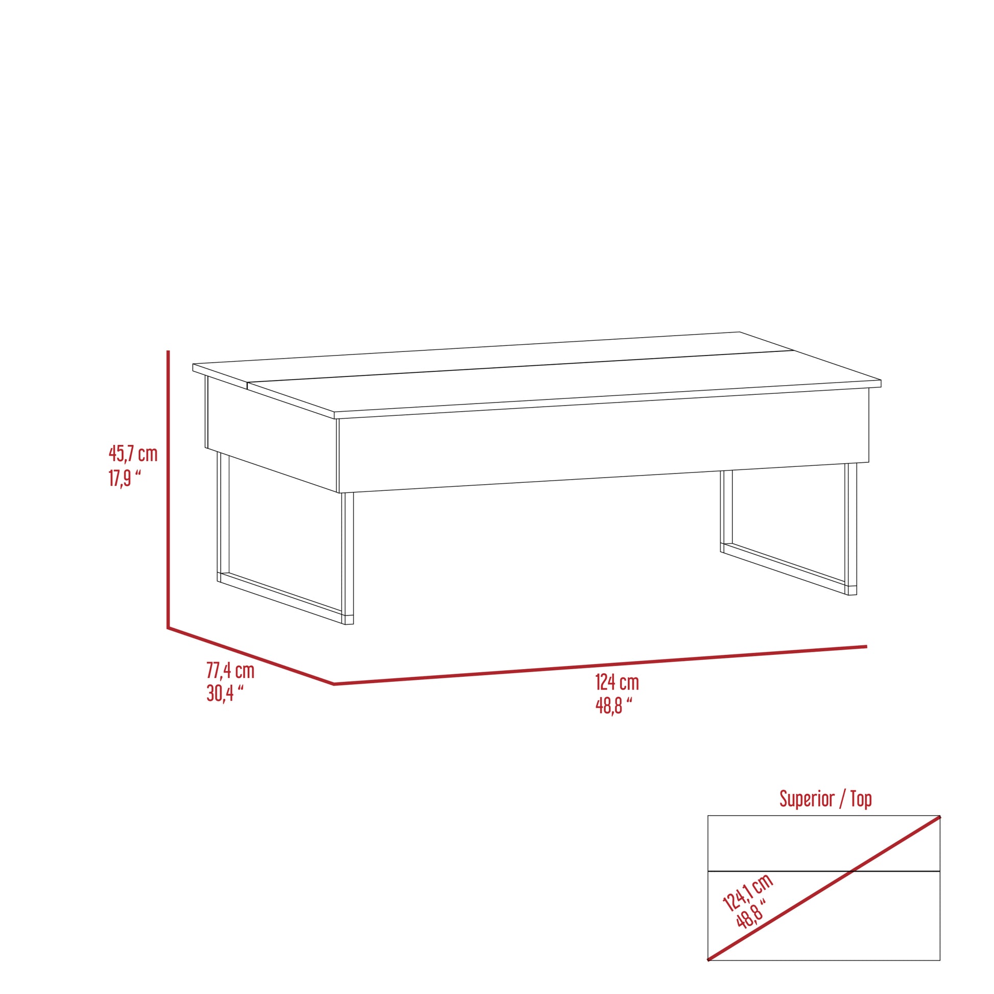 Suffolk Rectangle Lift Top Coffee Table Carbon Espresso Brown Particle Board