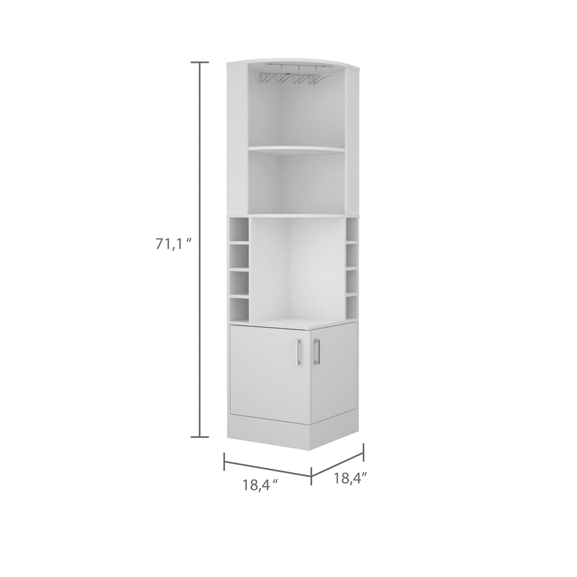 White 8 Bottle 2 Shelf Bar Cabinet Freestanding 5 Or More Shelves White Primary Living Space Shelves Included Particle Board