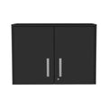 Black Wengue 2 Door Rectangle Wall Cabinet Black Particle Board