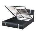 Queen Size Upholstered Faux Leather Platform Bed With A Hydraulic Storage System, Black Black Technical Leather