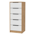 Cannon 5 Drawer Rectangle Dresser White And Light Oak White White Bedroom Modern Particle Board