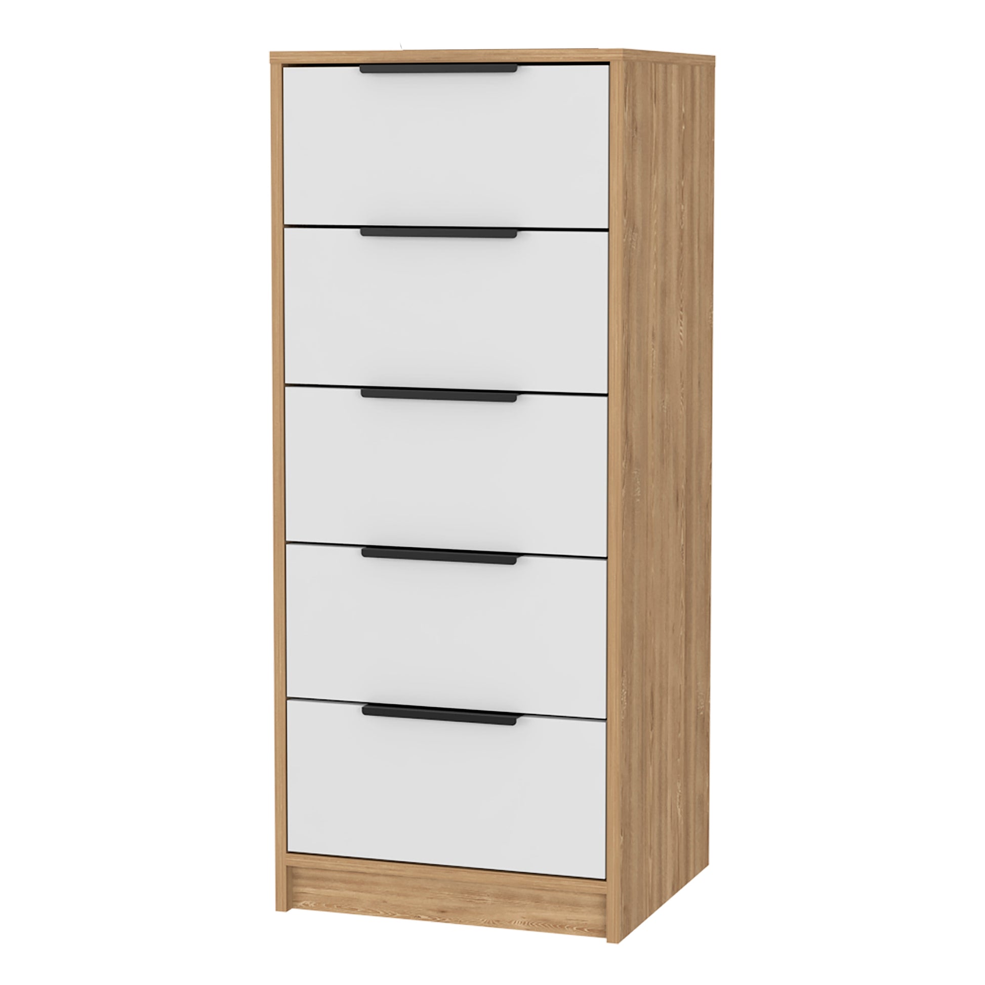 Cannon 5 Drawer Rectangle Dresser White And Light Oak White White Bedroom Modern Particle Board