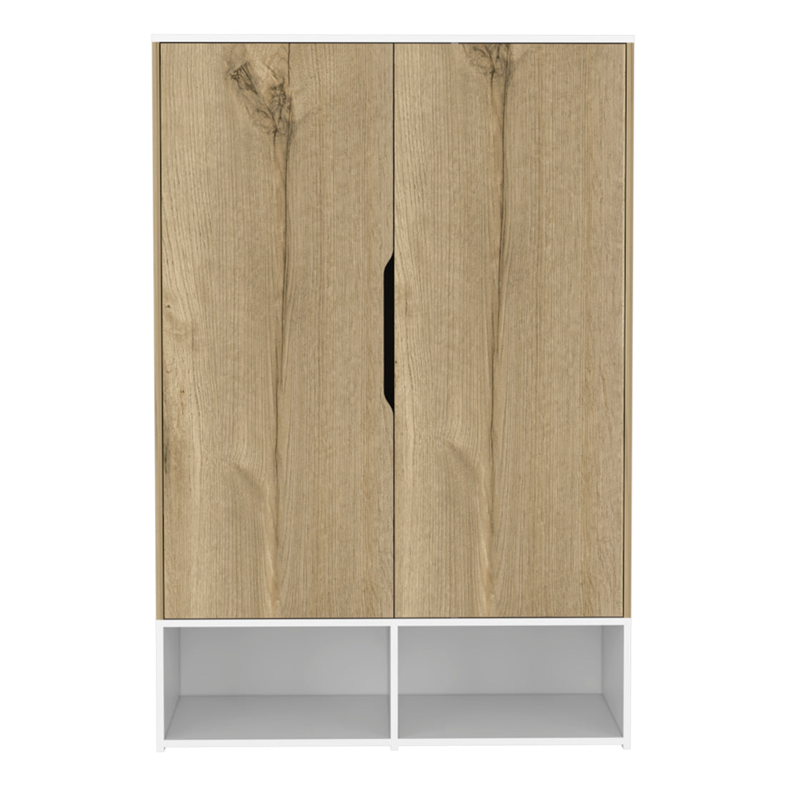 Logan 2 Shelf Armoire Light Oak And White Light Oak Bedroom Modern Particle Board