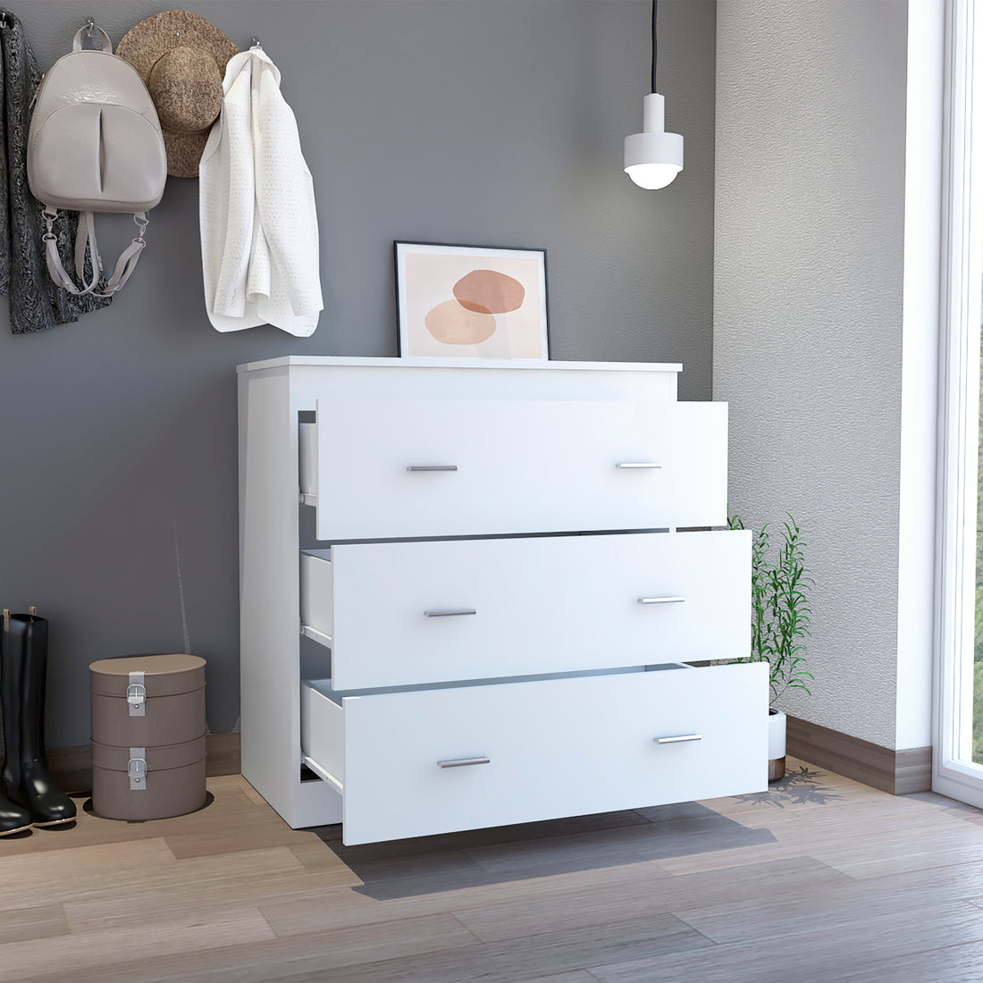 White 3 Drawer Dresser White Bedroom Particle Board