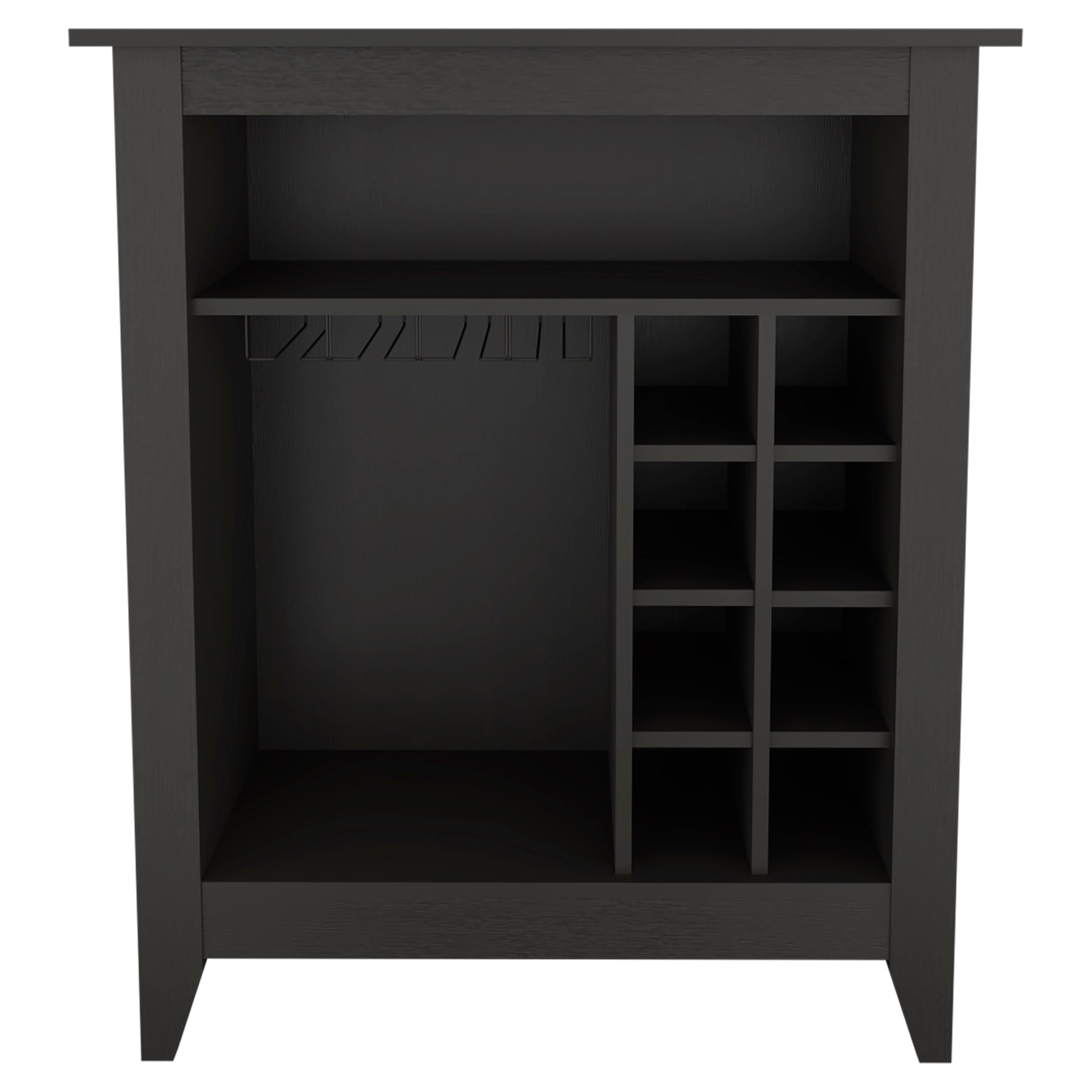 Canaan 6 Bottle 1 Drawer 1 Shelf Bar Cabinet Black Wengue Black Particle Board