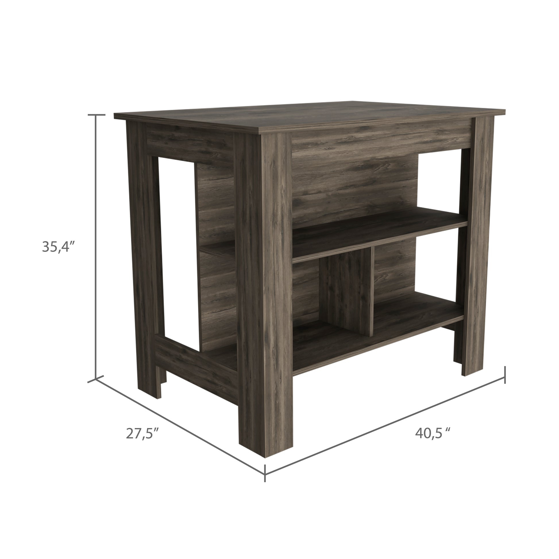 Dark Brown 3 Shelf Kitchen Island Brown Particle Board