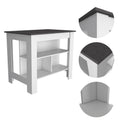 Rockaway 3 Shelf Kitchen Island White And Onix White Particle Board