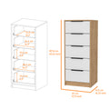 Cannon 5 Drawer Rectangle Dresser White And Light Oak White White Bedroom Modern Particle Board