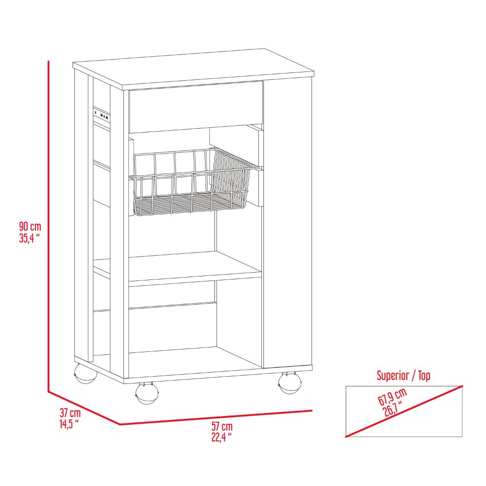 White And Light Oak 5 Shelf 1 Drawer Kitchen Cart White Particle Board