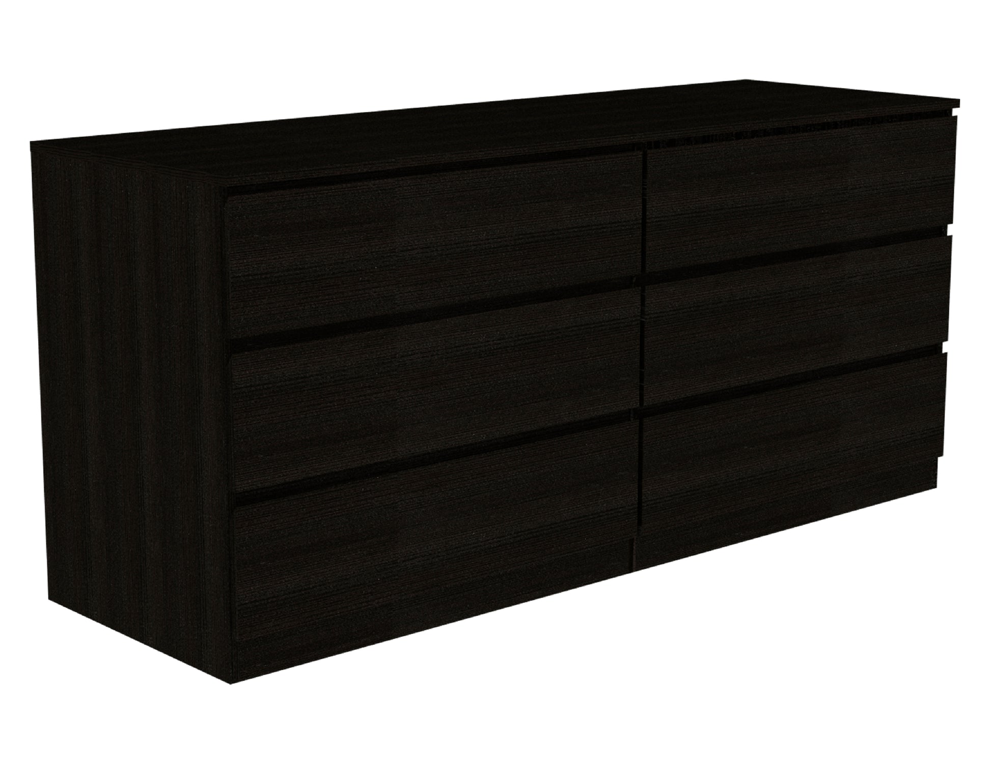 Waterville 6 Drawer Rectangle Dresser Black Wengue Black Particle Board