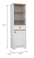 Light Oak And White 1 Drawer 3 Shelf Linen Cabinet White Particle Board