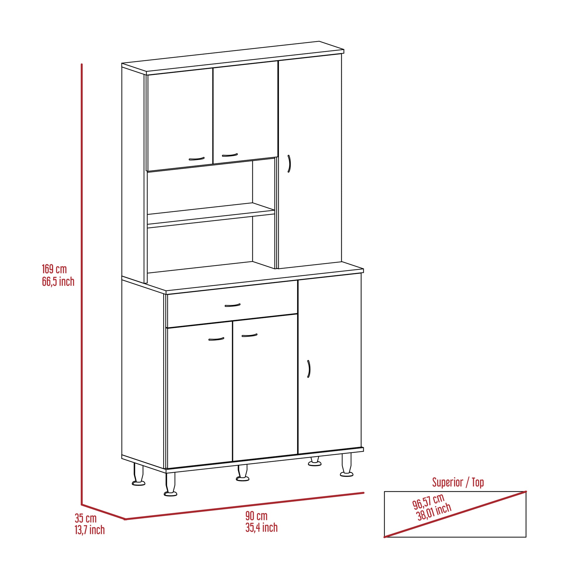 Tigard 1 Shelf 1 Drawer Pantry Cabinet White White Particle Board