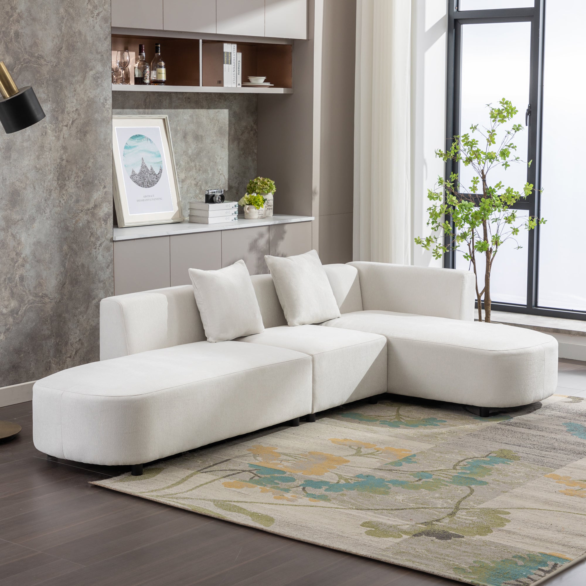 U Style Luxury Modern Style Living Room Upholstery beige-chenille