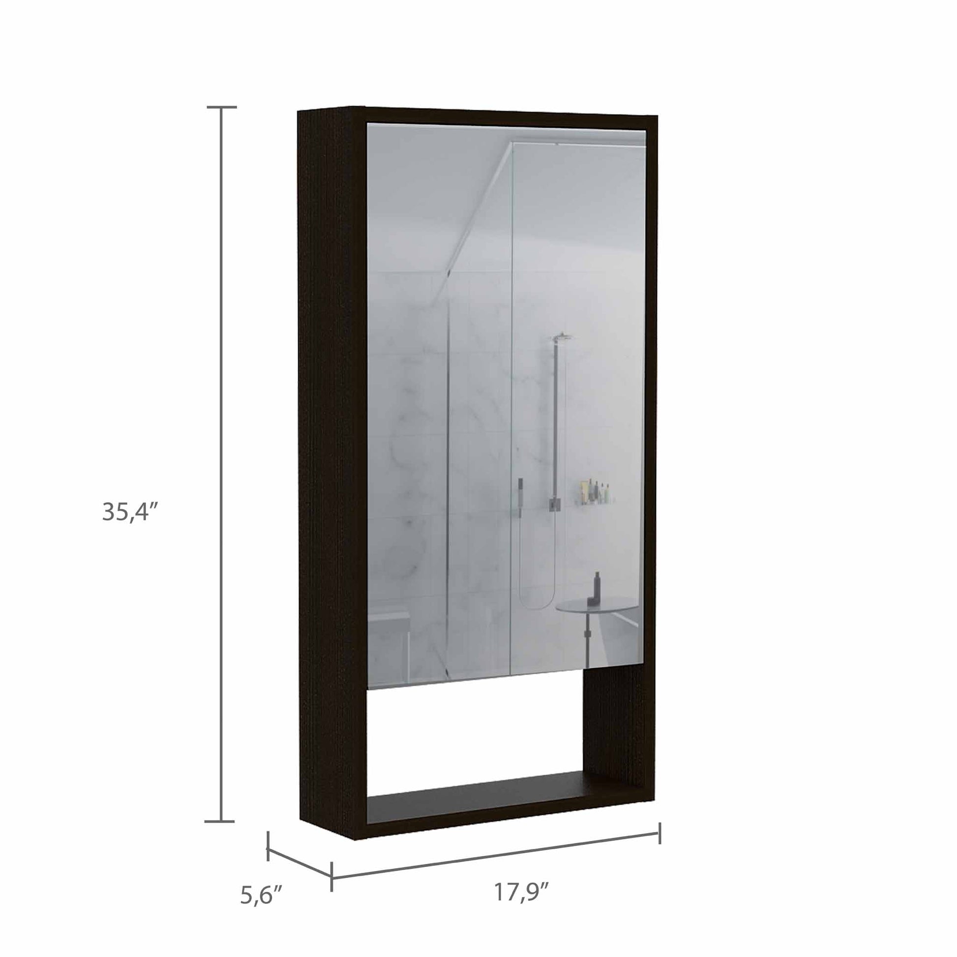 Burlington Rectangle Medicine Cabinet With Mirror Black Wengue Black Particle Board