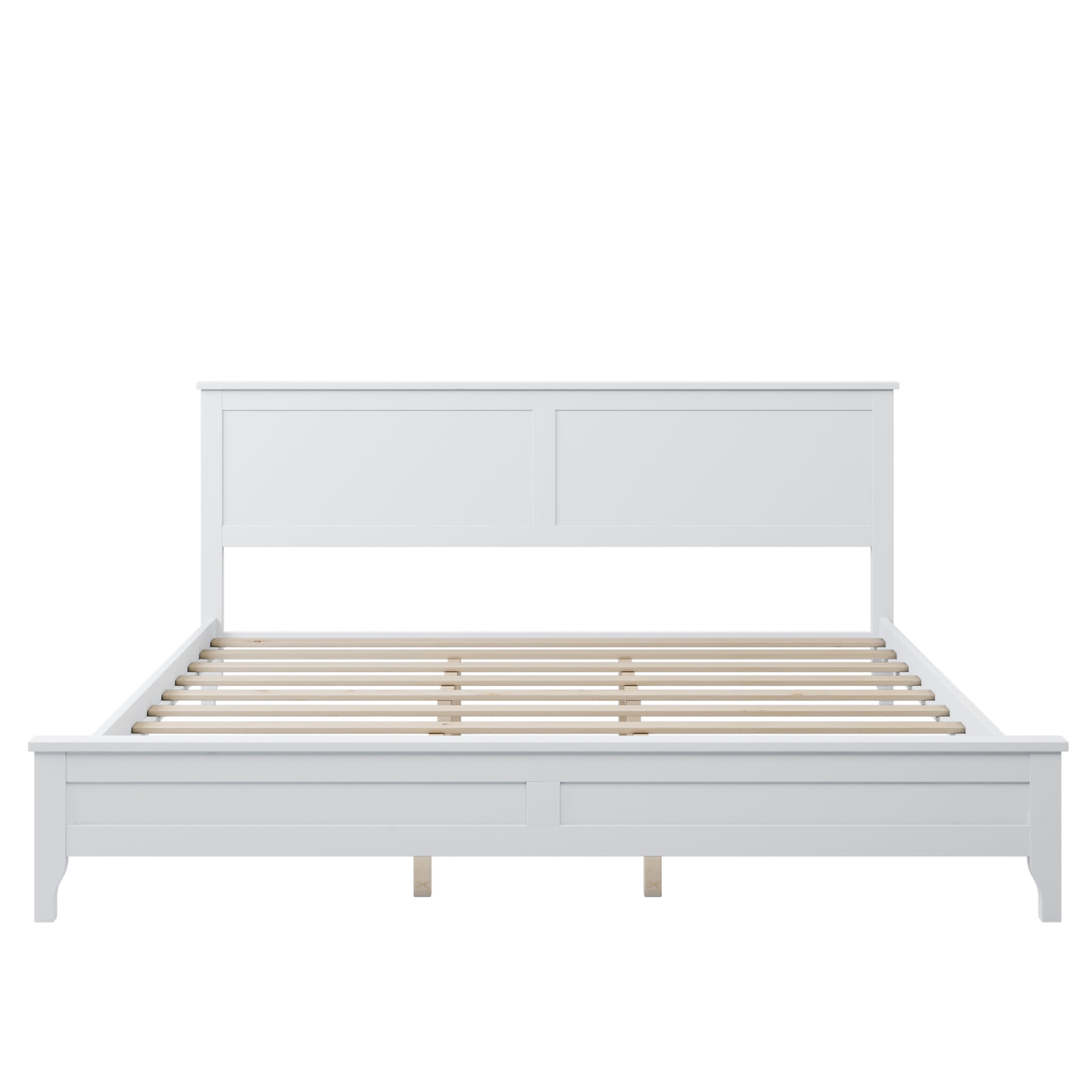 Modern White Solid Wood King Platform Bed old white-solid wood