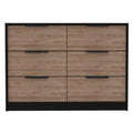 Longhill 6 Drawer Rectangle Dresser Black Wengue And Pine Black Particle Board