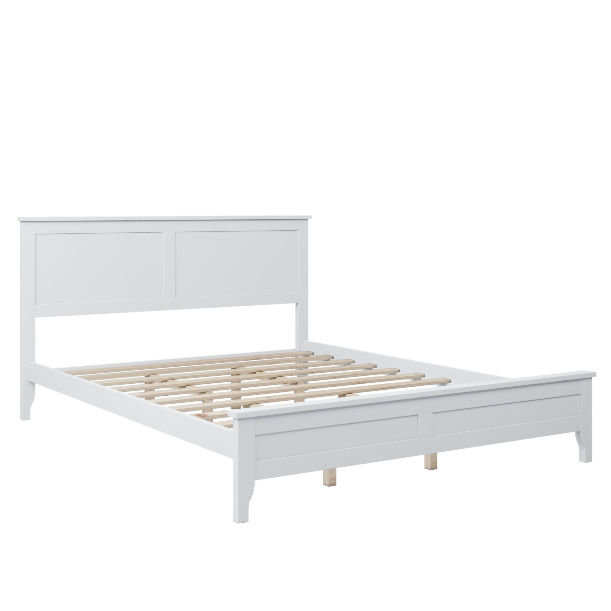 Modern White Solid Wood Queen Platform Bed old white-solid wood
