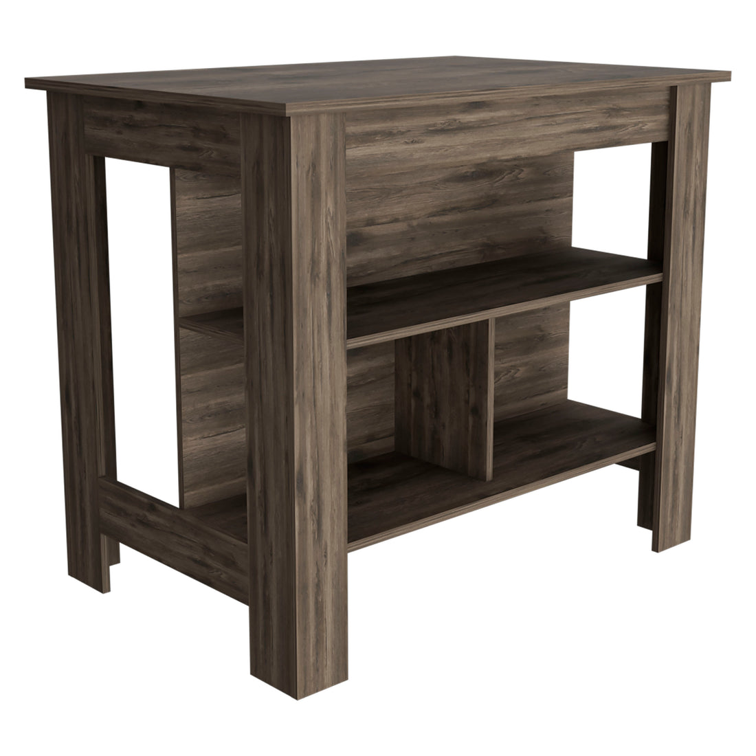 Dark Brown 3 Shelf Kitchen Island Brown Particle Board