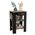 Rockaway 1 Drawer 2 Shelf Kitchen Island Black Wengue And Light Oak Black Particle Board