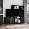 Latrou 6 Bottle 2 Door Entertainment Center Black Wengue Black Primary Living Space 60 Inches 60 69 Inches 60 Inches Particle Board