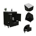 Clifton 2 Door Rectangle Single Bathroom Vanity Black Wengue Black Particle Board