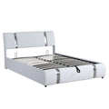 Queen Size Upholstered Faux Leather Platform Bed With A Hydraulic Storage System, White White Technical Leather