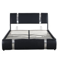 Queen Size Upholstered Faux Leather Platform Bed With A Hydraulic Storage System, Black Black Technical Leather