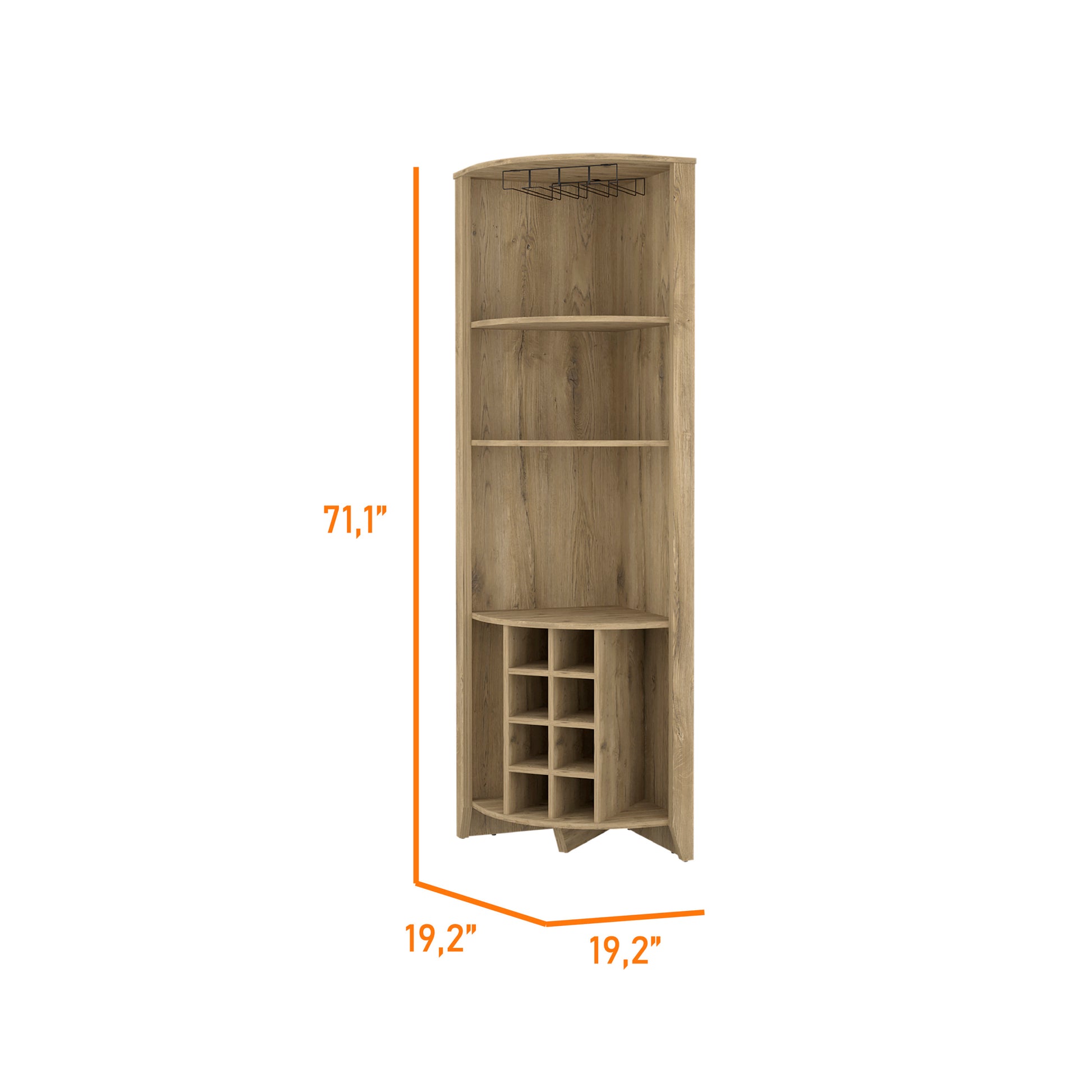 Morgana 8 Bottle 5 Shelf Corner Bar Cabinet Macadamia Beige Particle Board