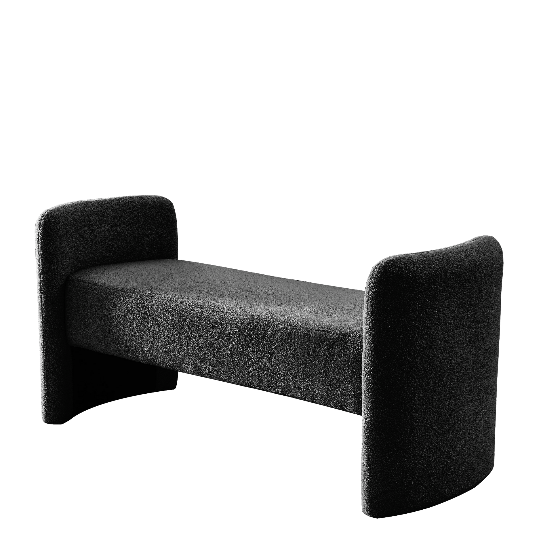 Welike 52" Bench For Bedroom End Of Bed Modern Contemporary Design Ottoman Couch Long Bench Window Sitting Fireplace Bench, Teddy Black Foam Polyester