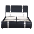 Full Size Upholstered Faux Leather Platform Bed With A Hydraulic Storage System, Black Black Technical Leather