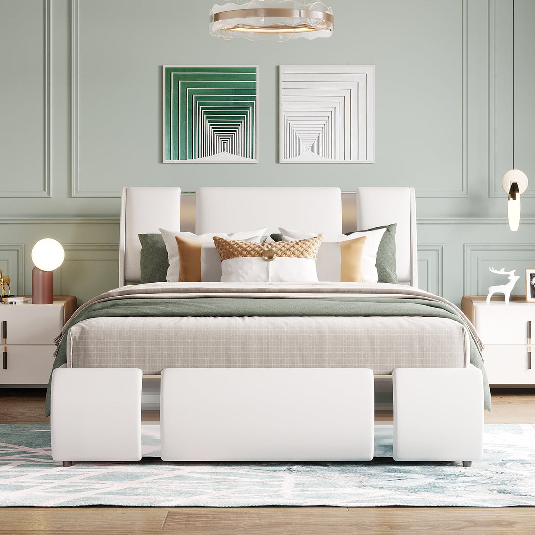 Full Size Upholstered Faux Leather Platform Bed With A Hydraulic Storage System, White White Technical Leather