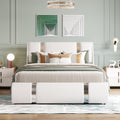 Full Size Upholstered Faux Leather Platform Bed With A Hydraulic Storage System, White White Technical Leather