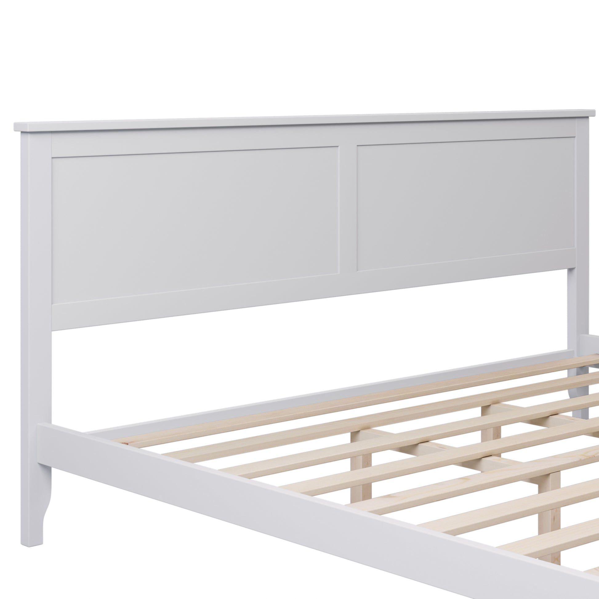 Modern White Solid Wood King Platform Bed Old Sku:Wf283526Aak White Solid Wood