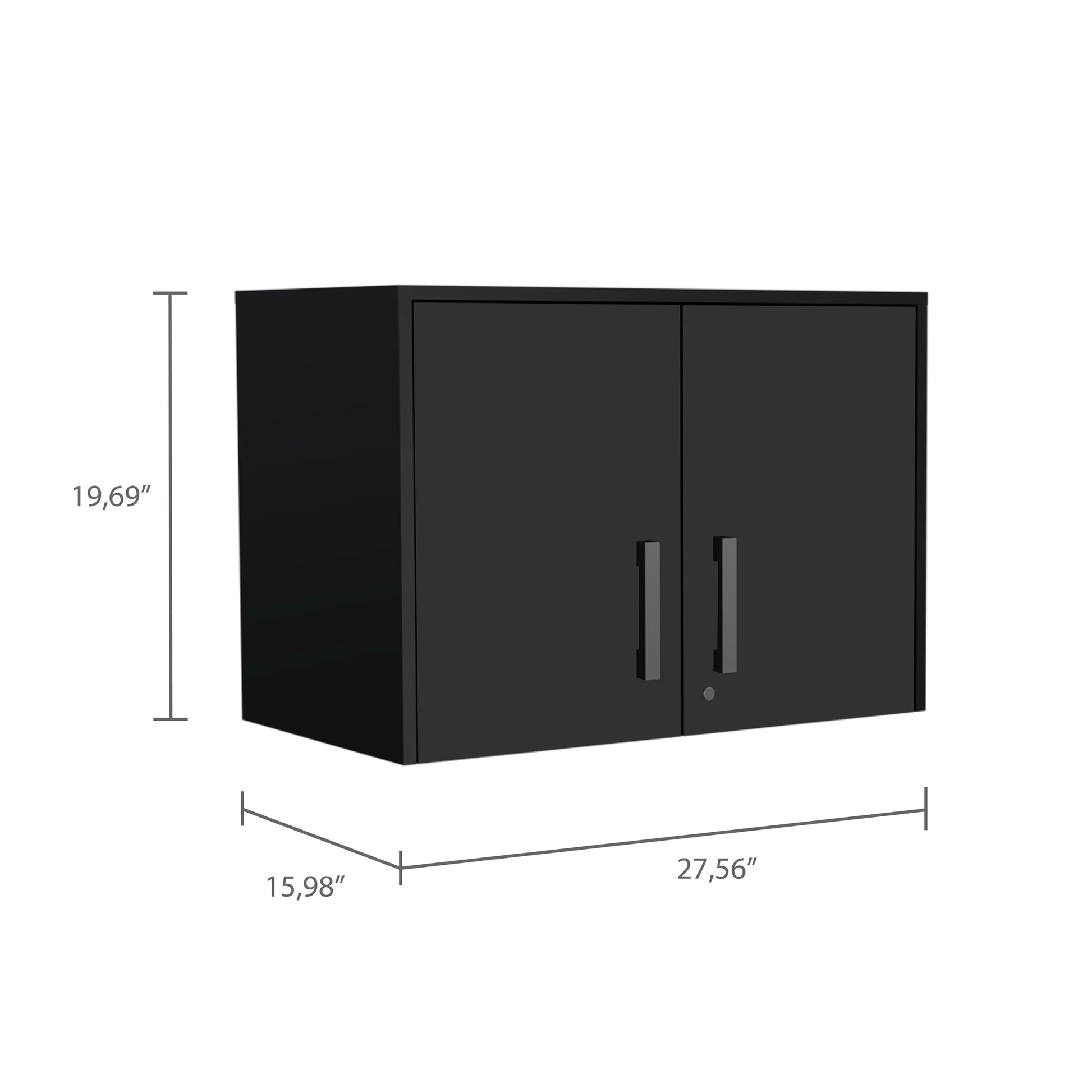 Black Wengue 2 Door Rectangle Wall Cabinet Black Particle Board