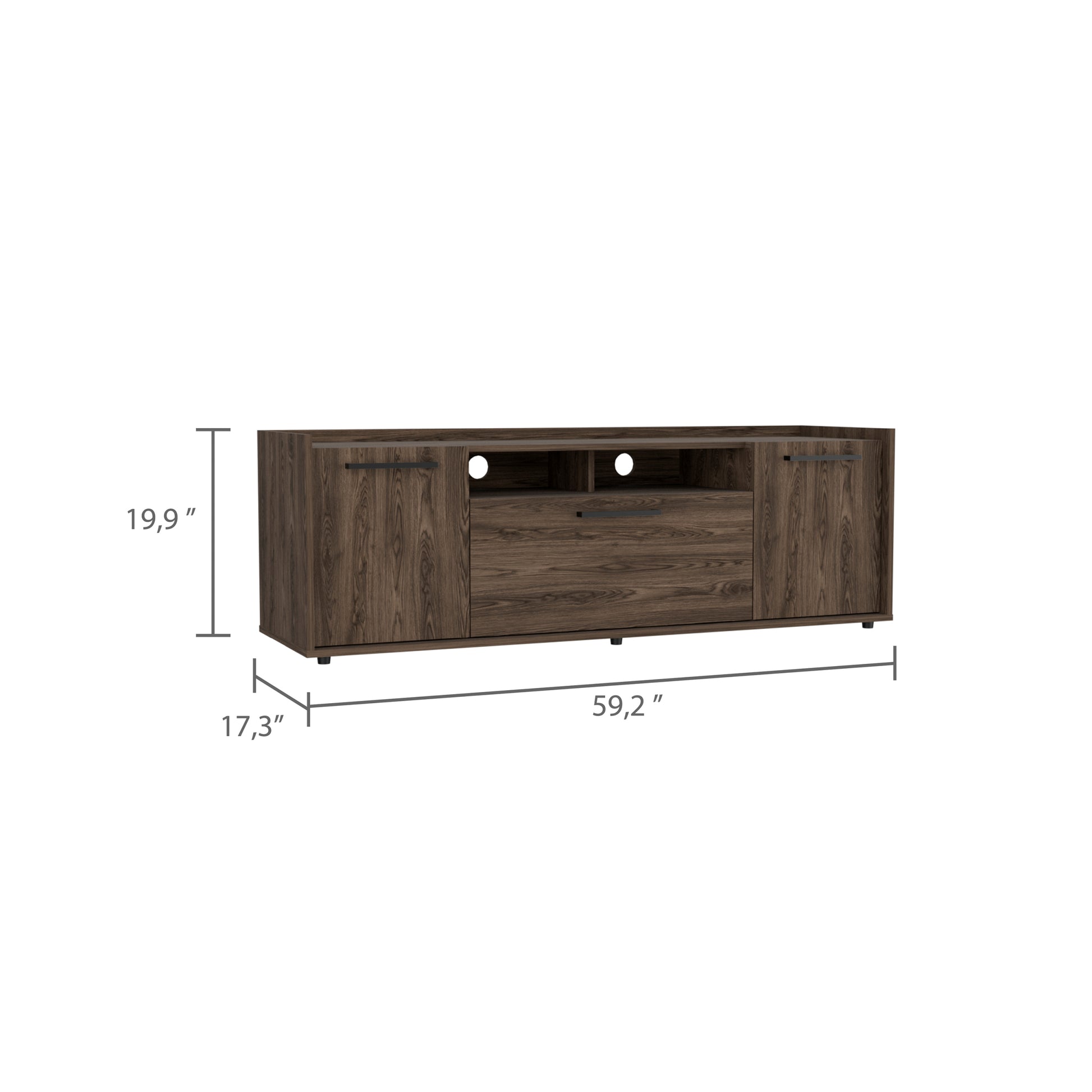 Brock Rectangle 2 Door Tv Stand Dark Walnut Brown 50 59 Inches Particle Board