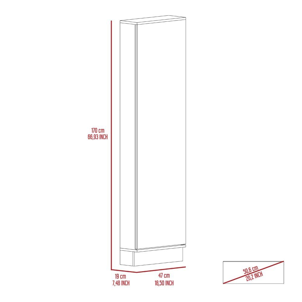 Cassidy Rectangle Tall Shoe Cabinet With Mirror White White Particle Board