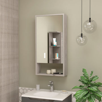 Burlington Rectangle Medicine Cabinet With Mirror Light Grey Light Gray Particle Board