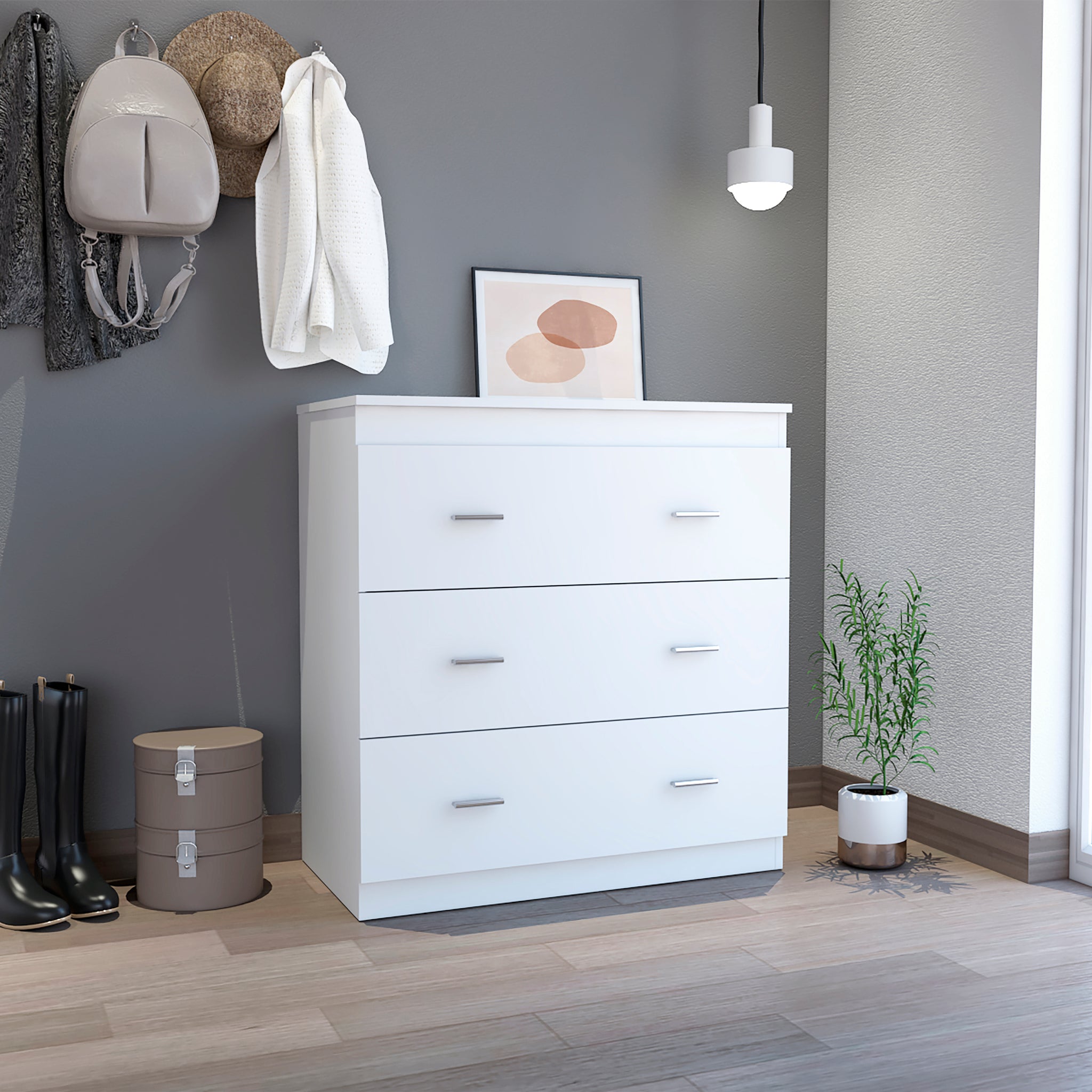 White 3 Drawer Dresser White Bedroom Particle Board