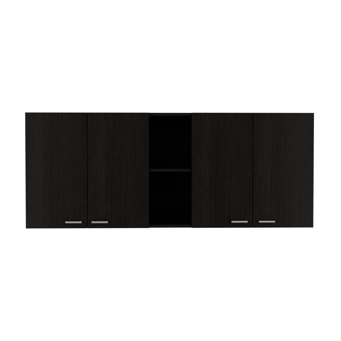 Menlo 59 Inch Four Swing Doors Wall Cabinet Black Wengue Black Particle Board