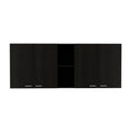 Menlo 59 Inch Four Swing Doors Wall Cabinet Black Wengue Black Particle Board