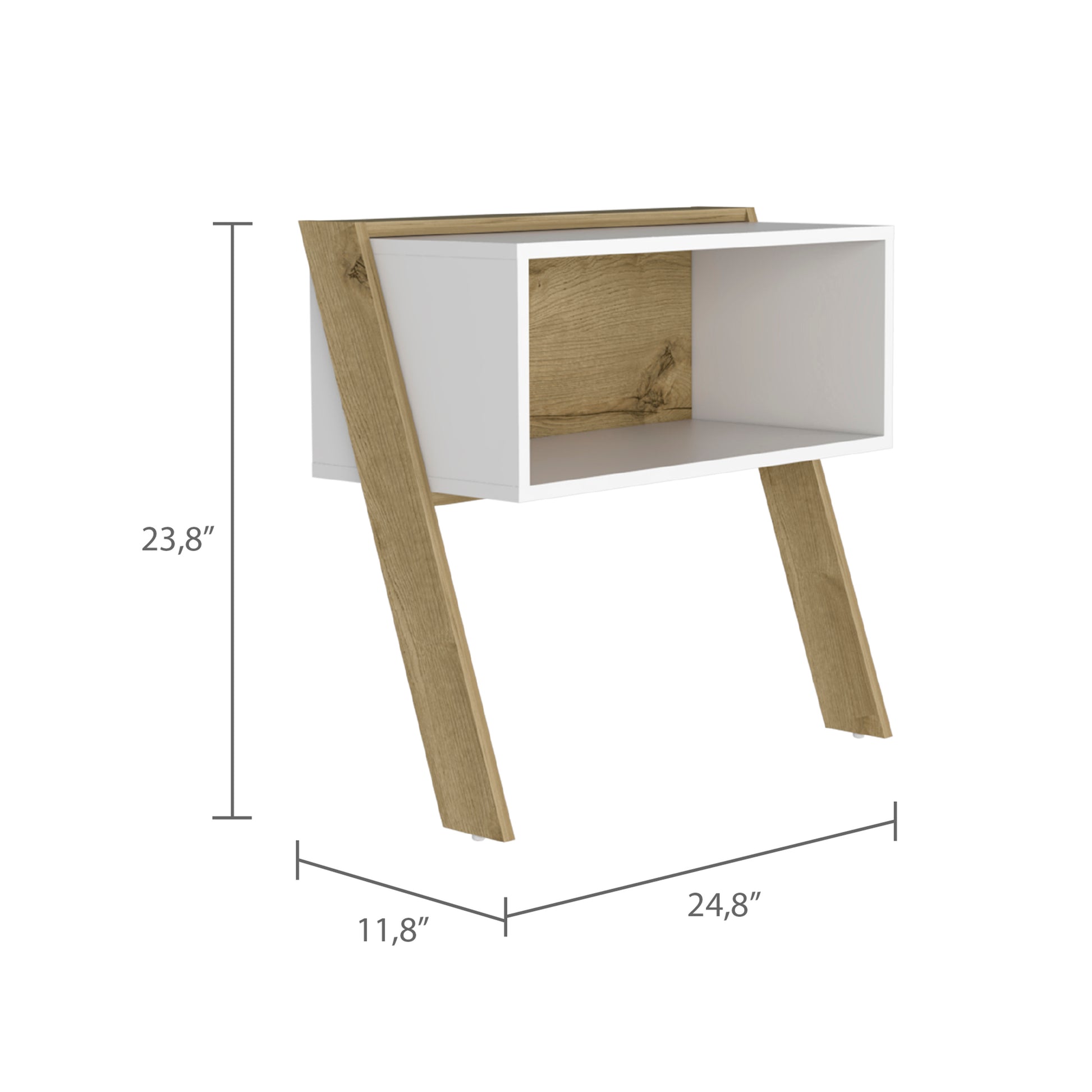 Light Oak And White 1 Shelf Nightstand White Bedroom Open Storage Shelf Oak Particle Board