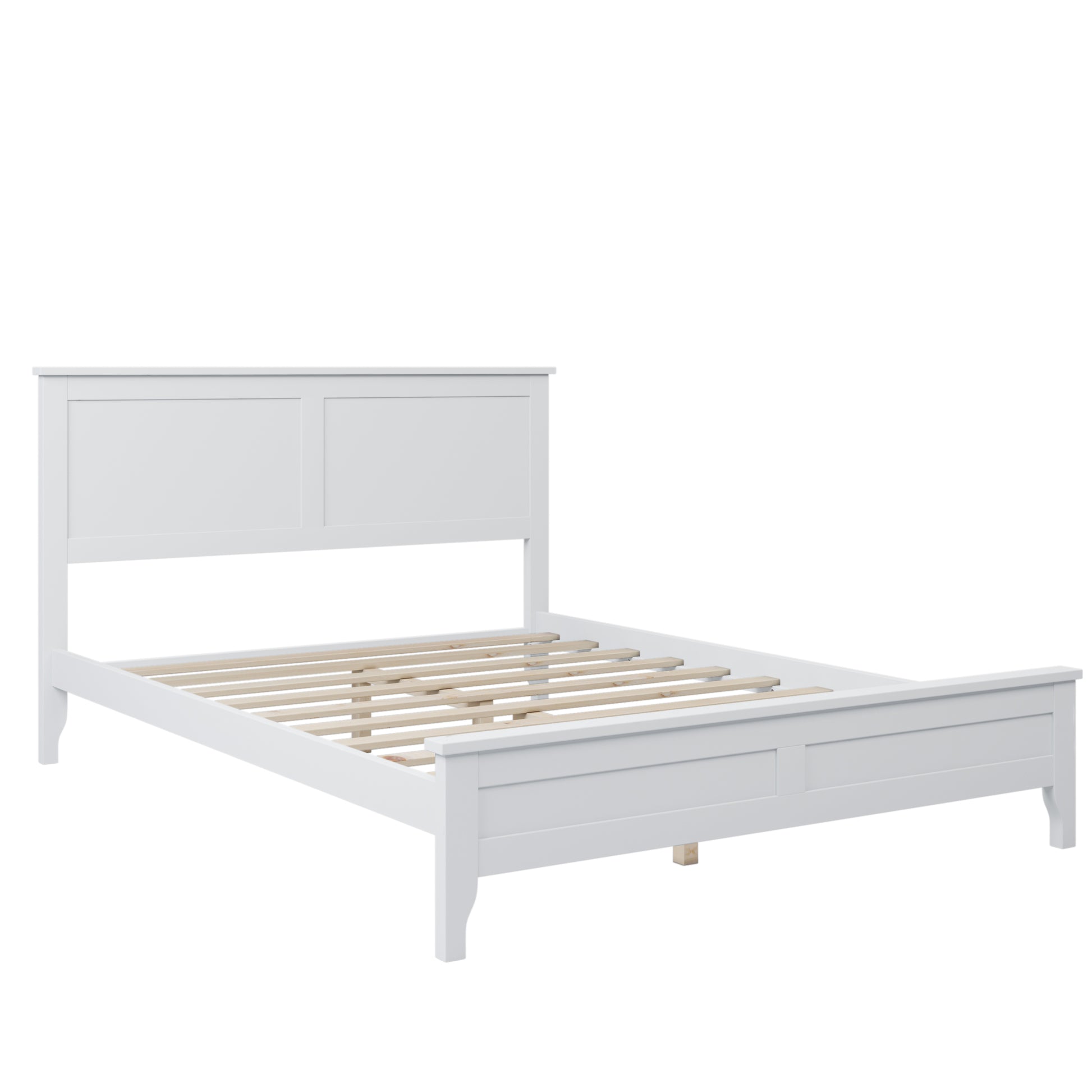 Modern White Solid Wood Full Platform Bed Old Sku:Wf283524Aak White Solid Wood