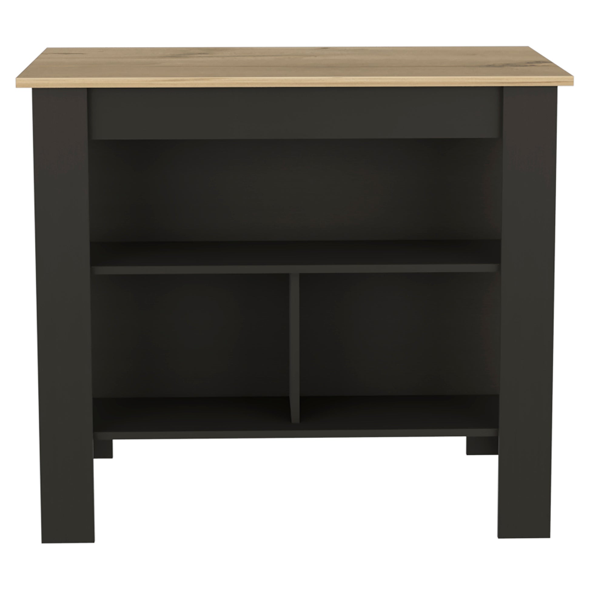 Rockaway 3 Shelf Kitchen Island Black Wengue And Light Oak Black Particle Board