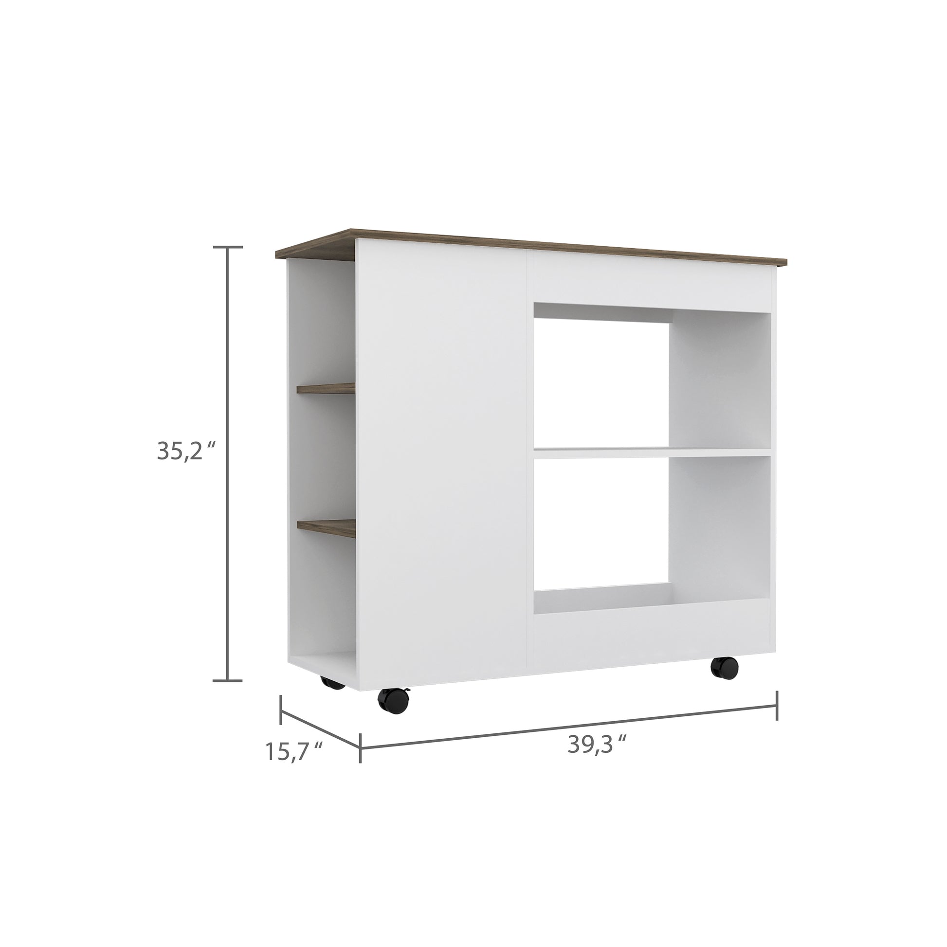 Holmeson 5 Shelf Kitchen Cart With Caster White And Dark Brown White Particle Board