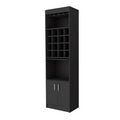 Black Wengue 16 Bottle 1 Shelf Bar Cabinet Black Particle Board