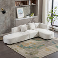 Luxury Modern Style Living Room Upholstery Sofa Beige Chenille