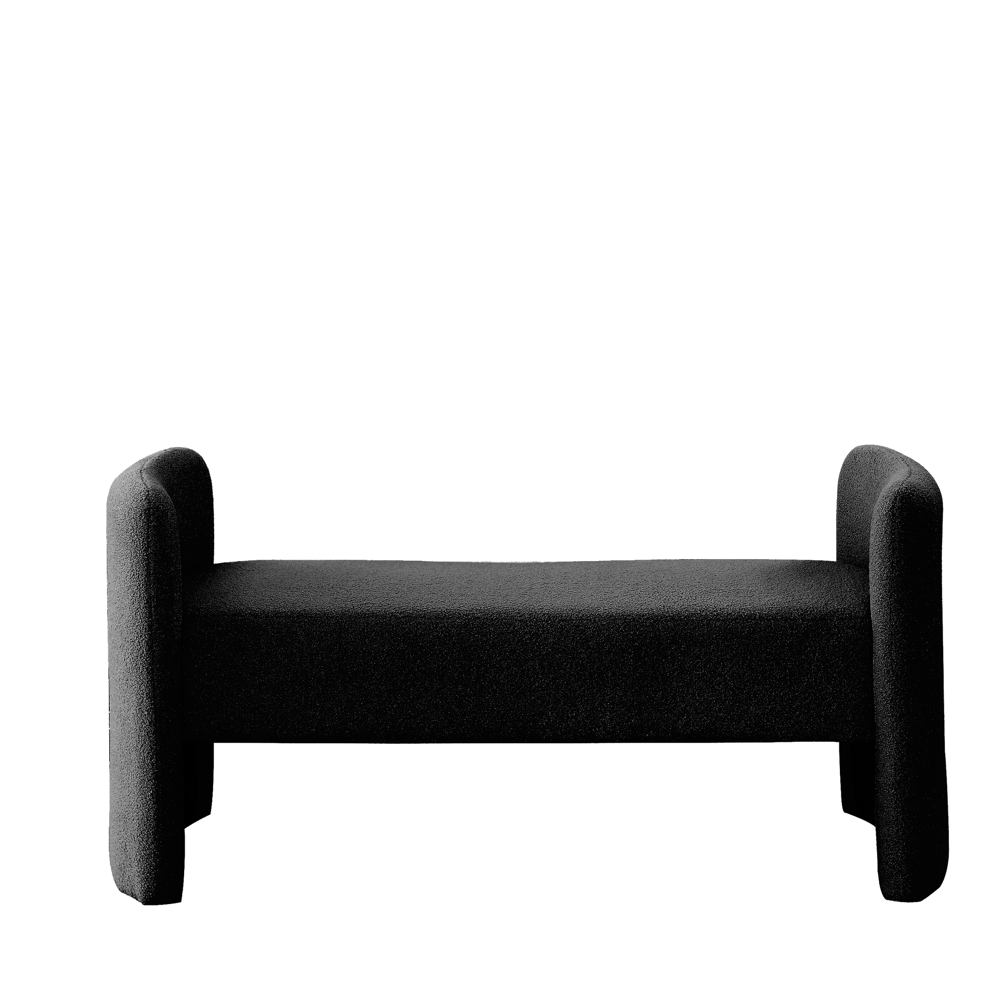 Welike 52" Bench For Bedroom End Of Bed Modern Contemporary Design Ottoman Couch Long Bench Window Sitting Fireplace Bench, Teddy Black Foam Polyester