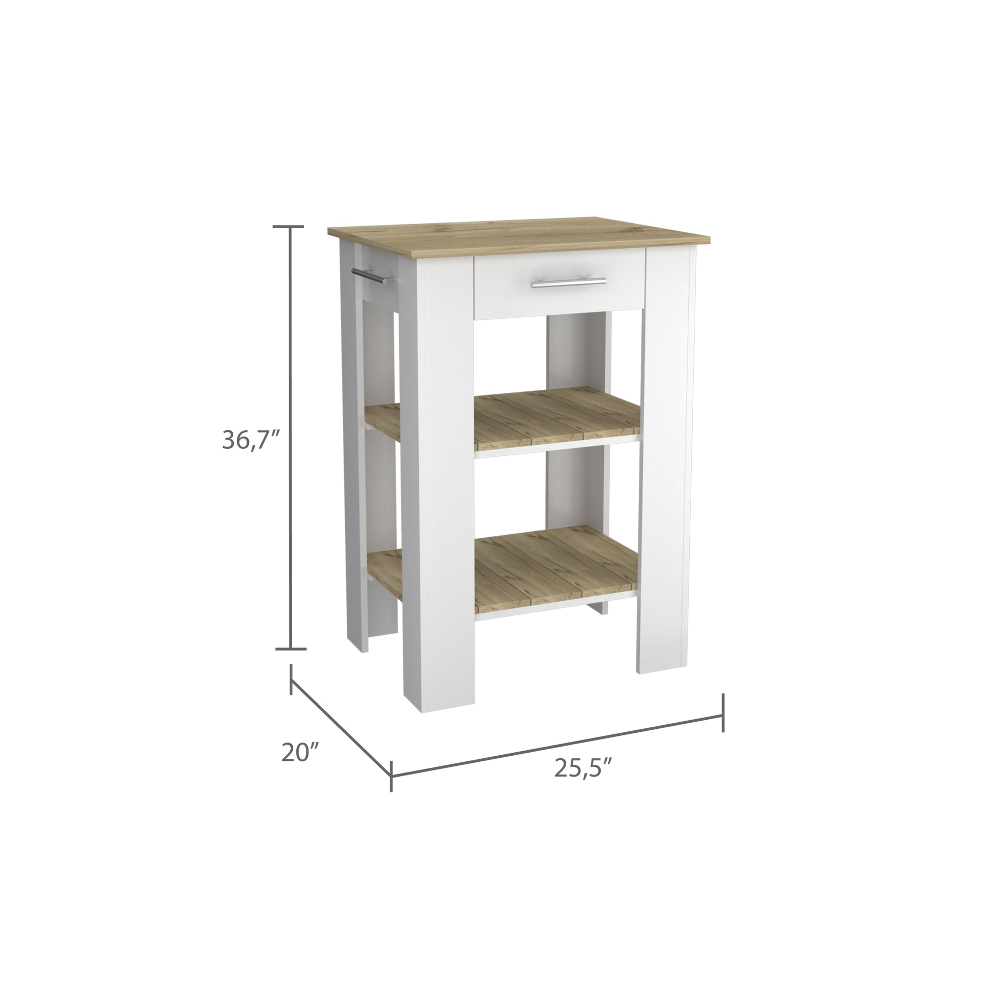 Rockaway 1 Drawer 2 Shelf Kitchen Island White And Light Oak White Particle Board