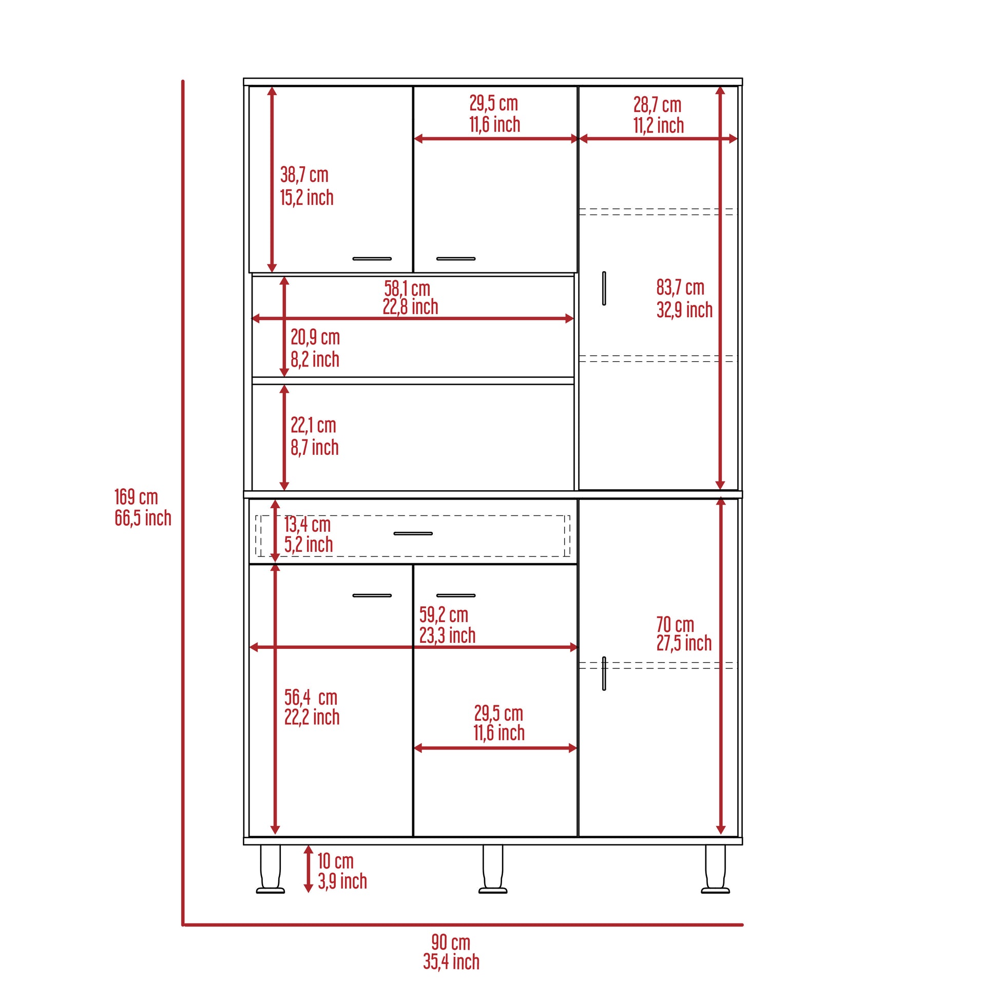 Tigard 1 Shelf 1 Drawer Pantry Cabinet White White Particle Board