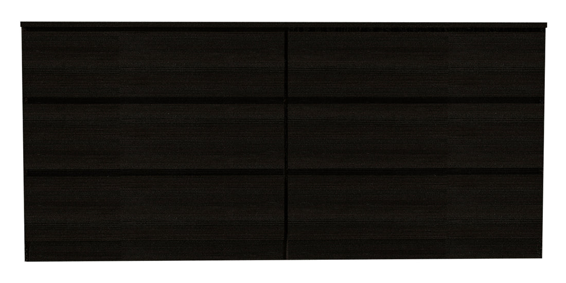 Waterville 6 Drawer Rectangle Dresser Black Wengue Black Particle Board